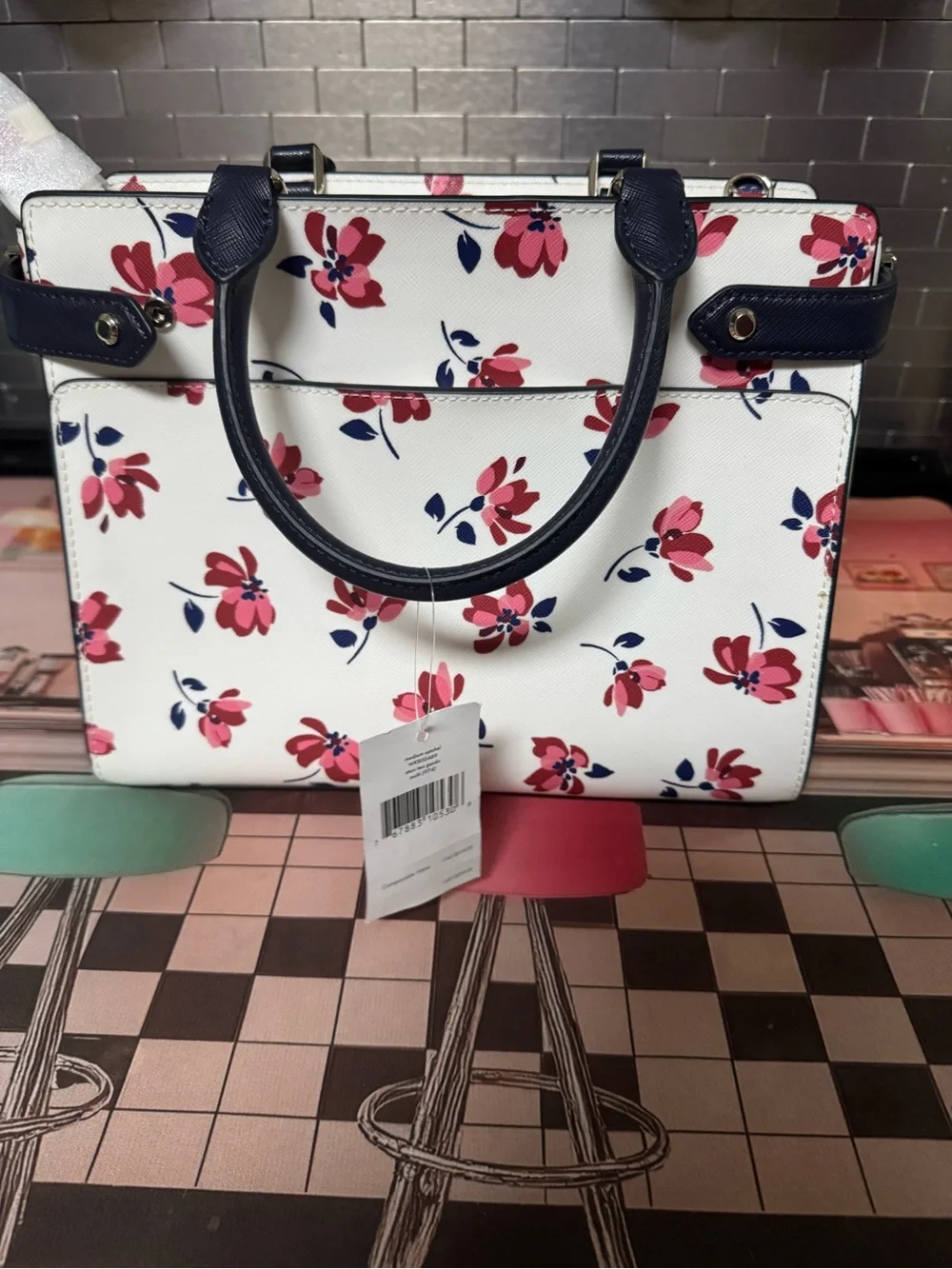 NWT Kate Spade Staci Tea Garden Medium Satchel Floral Crossbody Bag